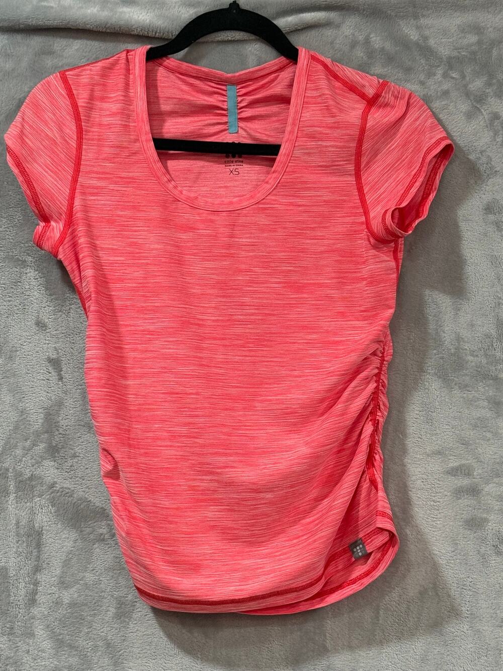 Title Nine Grace Tee Peach Pink Ruched Back Athletic Tee Short Sleeve Women's XS